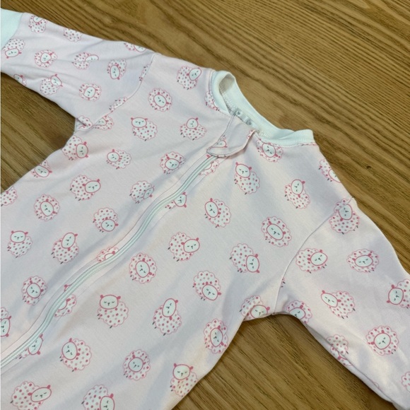 Kissy Kissy Girl's Fleecy Sheep Full-Zip Footie 3-6M Light Pink Pima Cotton - Picture 5 of 7